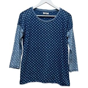 Madwell Women’s S Blue Polka Dot Long Sleeve Top shirt Tee